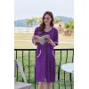 Ekouaer Women Zipper Robe Short Sleeve Duster Housecoat Short Bathrobes Zip Front Nightgown with Pockets S-3XL(Purple)