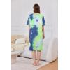 Ekouaer Women Zipper Robe Short Sleeve Duster Housecoat Short Bathrobes Zip Front Nightgown with Pockets S-3XL(Tie Dye Blue)