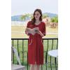 Ekouaer Women Zipper Robe Short Sleeve Duster Housecoat Short Bathrobes Zip Front Nightgown with Pockets S-3XL(Wine Red)
