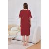 Ekouaer Women Zipper Robe Short Sleeve Duster Housecoat Short Bathrobes Zip Front Nightgown with Pockets S-3XL(Wine Red)