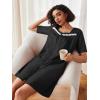 Ekouaer Women Zipper Robe Short Sleeves House Coat Zipper Front Bathrobe Sleepwear with Pockets Housecoat Nightgown(Black)