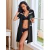 Ekouaer Women Zipper Robe Short Sleeves House Coat Zipper Front Bathrobe Sleepwear with Pockets Housecoat Nightgown(Black)