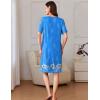 Ekouaer Women Zipper Robe Short Sleeves House Coat Zipper Front Bathrobe Sleepwear with Pockets Housecoat Nightgown(Floral Blue)