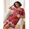 Ekouaer Women Zipper Robe Short Sleeves House Coat Zipper Front Bathrobe Sleepwear with Pockets Housecoat Nightgown(Floral Red)