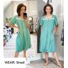 Ekouaer Women Zipper Robe Short Sleeves House Coat Zipper Front Bathrobe Sleepwear with Pockets Housecoat Nightgown(Gray Green)