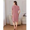 Ekouaer Women Zipper Robe Short Sleeves House Coat Zipper Front Bathrobe Sleepwear with Pockets Housecoat Nightgown(Gray Purple)