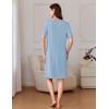 Ekouaer Women Zipper Robe Short Sleeves House Coat Zipper Front Bathrobe Sleepwear with Pockets Housecoat Nightgown(Light Blue)