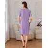 Ekouaer Women Zipper Robe Short Sleeves House Coat Zipper Front Bathrobe Sleepwear with Pockets Housecoat Nightgown(Lilac)