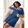 Ekouaer Women Zipper Robe Short Sleeves House Coat Zipper Front Bathrobe Sleepwear with Pockets Housecoat Nightgown(Navy)