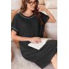 Ekouaer Women Zipper Robe Short Waffle Knit Bathrobe Lightweight Housecoat Soft Knee Length Loungewear with Pockets Black, L