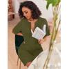 Ekouaer Women Zipper Robes Knit Short Bathrobe Lightweight House Coat with Pockets Soft Nightgown S-XXL(Army Green)