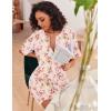 Ekouaer Women Zipper Robes Knit Short Bathrobe Lightweight House Coat with Pockets Soft Nightgown S-XXL(Beige Flower)