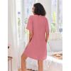 Ekouaer Women Zipper Robes Knit Short Bathrobe Lightweight House Coat with Pockets Soft Nightgown S-XXL(Coral)
