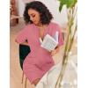 Ekouaer Women Zipper Robes Knit Short Bathrobe Lightweight House Coat with Pockets Soft Nightgown S-XXL(Coral)