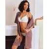 Ekouaer Women Zipper Robes Knit Short Bathrobe Lightweight House Coat with Pockets Soft Nightgown S-XXL(Dark Red)