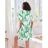Ekouaer Women Zipper Robes Knit Short Bathrobe Lightweight House Coat with Pockets Soft Nightgown S-XXL(Green Leaf)