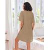 Ekouaer Women Zipper Robes Knit Short Bathrobe Lightweight House Coat with Pockets Soft Nightgown S-XXL(Khaki)