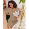 Ekouaer Women Zipper Robes Knit Short Bathrobe Lightweight House Coat with Pockets Soft Nightgown S-XXL(Khaki)