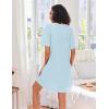 Ekouaer Women Zipper Robes Knit Short Bathrobe Lightweight House Coat with Pockets Soft Nightgown S-XXL(Light Blue)
