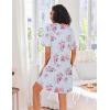 Ekouaer Women Zipper Robes Knit Short Bathrobe Lightweight House Coat with Pockets Soft Nightgown S-XXL(Light Blue Flower)