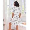 Ekouaer Women Zipper Robes Knit Short Bathrobe Lightweight House Coat with Pockets Soft Nightgown S-XXL(Purple Flower)