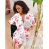 Ekouaer Women Zipper Robes Knit Short Bathrobe Lightweight House Coat with Pockets Soft Nightgown S-XXL(Red Flower)