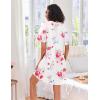 Ekouaer Women Zipper Robes Knit Short Bathrobe Lightweight House Coat with Pockets Soft Nightgown S-XXL(Red Flower)