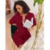 Ekouaer Women Zipper Robes Knit Short Bathrobe Lightweight House Coat with Pockets Soft Nightgown S-XXL(Wine Red)