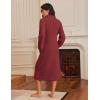 Ekouaer Women Zipper Robes Long Sleeve Zip Up House Coat Full Length Warm Flannel Bathrobe Sleepwear with Pockets, Wine Red, XX-Large