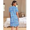 Ekouaer Women Zipper Robes Waffle Short Bathrobe Lightweight House Coat with Pockets Soft Nightgown S-3XL(Blue Paisley)