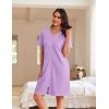 Ekouaer Women Zipper Robes Waffle Short Bathrobe Lightweight House Coat with Pockets Soft Nightgown S-3XL(Lavender)