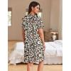 Ekouaer Women Zipper Robes Waffle Short Bathrobe Lightweight House Coat with Pockets Soft Nightgown S-3XL(Leopard)