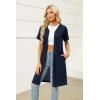 Ekouaer Women Zipper Robes Waffle Short Bathrobe Lightweight House Coat with Pockets Soft Nightgown S-3XL(Navy Blue)