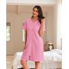 Ekouaer Women Zipper Robes Waffle Short Bathrobe Lightweight House Coat with Pockets Soft Nightgown S-3XL(Pink)