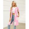 Ekouaer Women Zipper Robes Waffle Short Bathrobe Lightweight House Coat with Pockets Soft Nightgown S-3XL(Pink Floral)