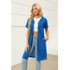 Ekouaer Women Zipper Robes Waffle Short Bathrobe Lightweight House Coat with Pockets Soft Nightgown S-3XL(Royal Blue)