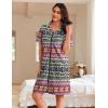 Ekouaer Women Zipper Robes Waffle Short Bathrobe Lightweight House Coat with Pockets Soft Nightgown S-3XL(Tribal Geo Stripe)