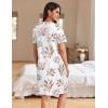 Ekouaer Women Zipper Robes Waffle Short Bathrobe Lightweight House Coat with Pockets Soft Nightgown S-3XL(White Leaf)