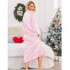 Ekouaer Women’s Flannel Robe Zipper Front Robes Full Length Bathrobe Pink,X-Large