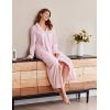 Ekouaer Women’s Flannel Robe Zipper Front Robes Full Length Bathrobe Pink,X-Large