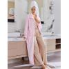Ekouaer Women’s Flannel Robe Zipper Front Robes Full Length Bathrobe Pink,X-Large