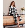 Ekouaer Women’s Flannel Robe Zipper Front Robes Full Length Bathrobe(S-XXL)(Black & White Plaid)