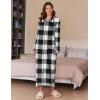 Ekouaer Women’s Flannel Robe Zipper Front Robes Full Length Bathrobe(S-XXL)(Black & White Plaid)