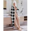 Ekouaer Women’s Flannel Robe Zipper Front Robes Full Length Bathrobe(S-XXL)(Black & White Plaid)