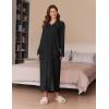 Ekouaer Women’s Flannel Robe Zipper Front Robes Full Length Bathrobe(S-XXL)(Black)