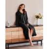Ekouaer Women’s Flannel Robe Zipper Front Robes Full Length Bathrobe(S-XXL)(Black)