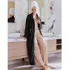 Ekouaer Women’s Flannel Robe Zipper Front Robes Full Length Bathrobe(S-XXL)(Black)