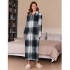 Ekouaer Women’s Flannel Robe Zipper Front Robes Full Length Bathrobe(S-XXL)(Black Blue Green Plaid)