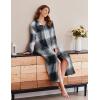 Ekouaer Women’s Flannel Robe Zipper Front Robes Full Length Bathrobe(S-XXL)(Black Blue Green Plaid)
