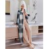 Ekouaer Women’s Flannel Robe Zipper Front Robes Full Length Bathrobe(S-XXL)(Black Blue Green Plaid)